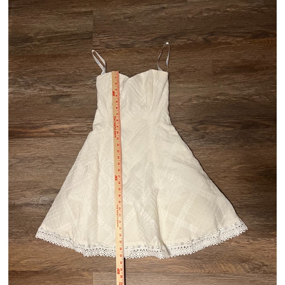 Vintage White Y2K 2000s Straples Shoshonna Cotton Lace Gown Sz 0
